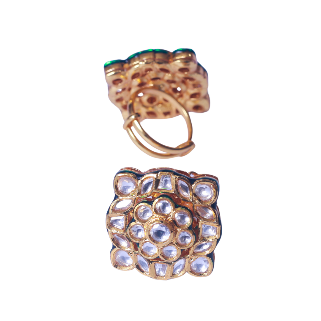 Azadeh - Magenta Kundan Ring