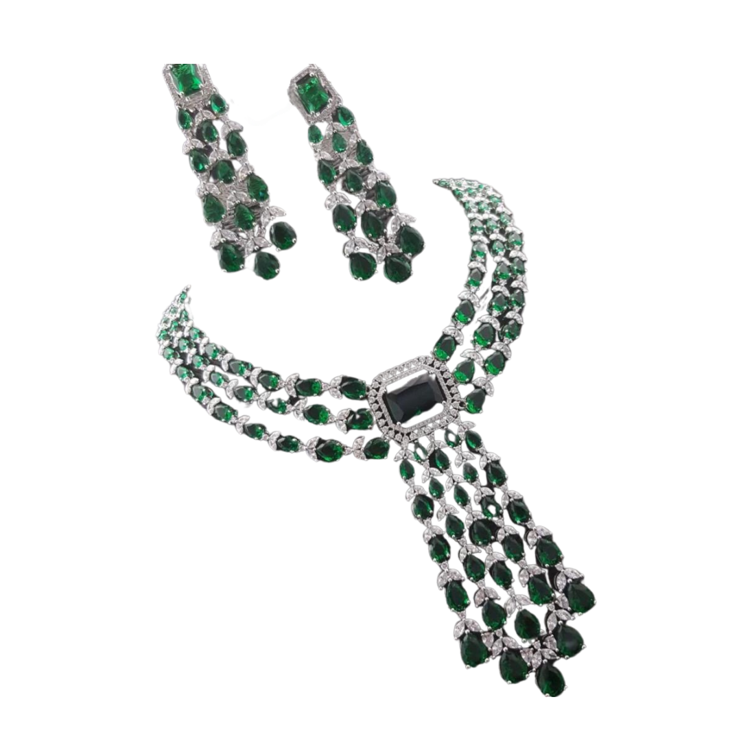 Green Emerald & Diamond Necklace