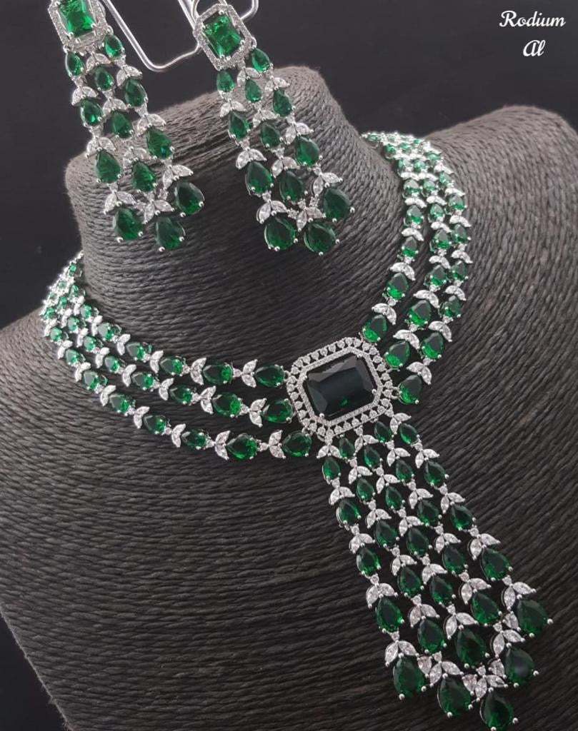 Green Emerald & Diamond Necklace