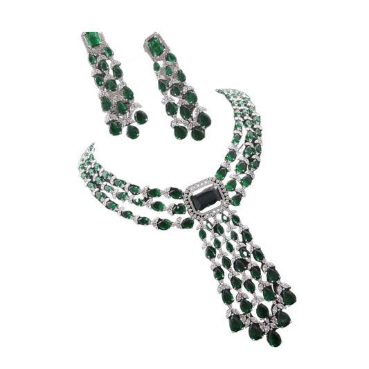 Green Emerald & Diamond Necklace